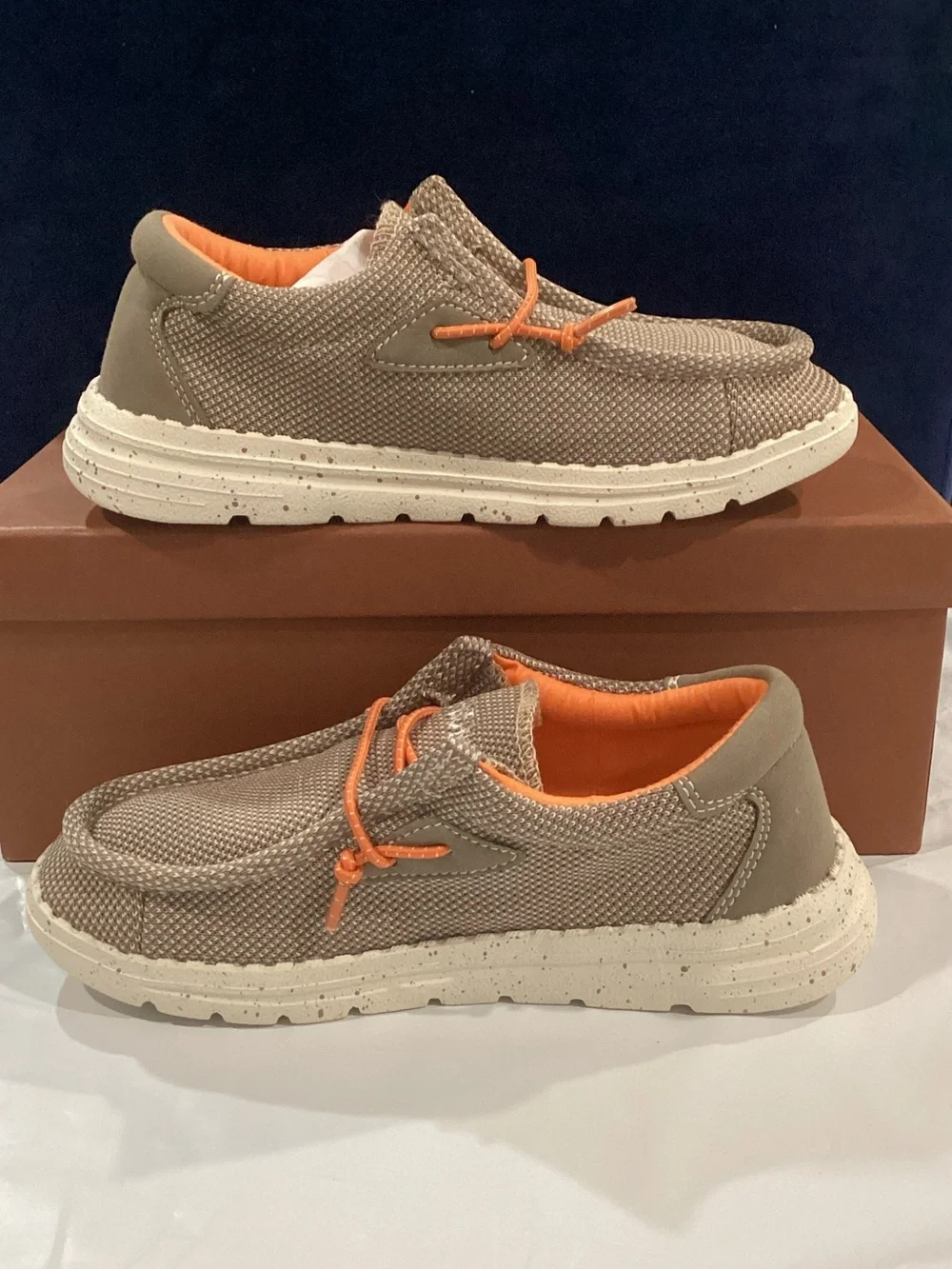 Bruno Marc Kids Casual Slip-On Shoes Size 1 Taupe Orange